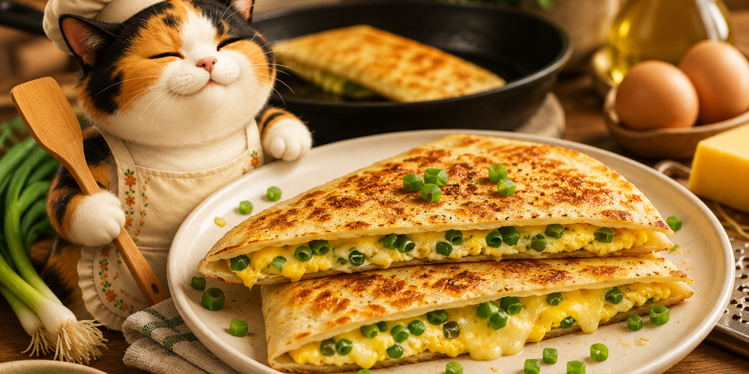 Лаваш с яйцом, сыром и зелёным луком. Горячий завтрак на скорую руку