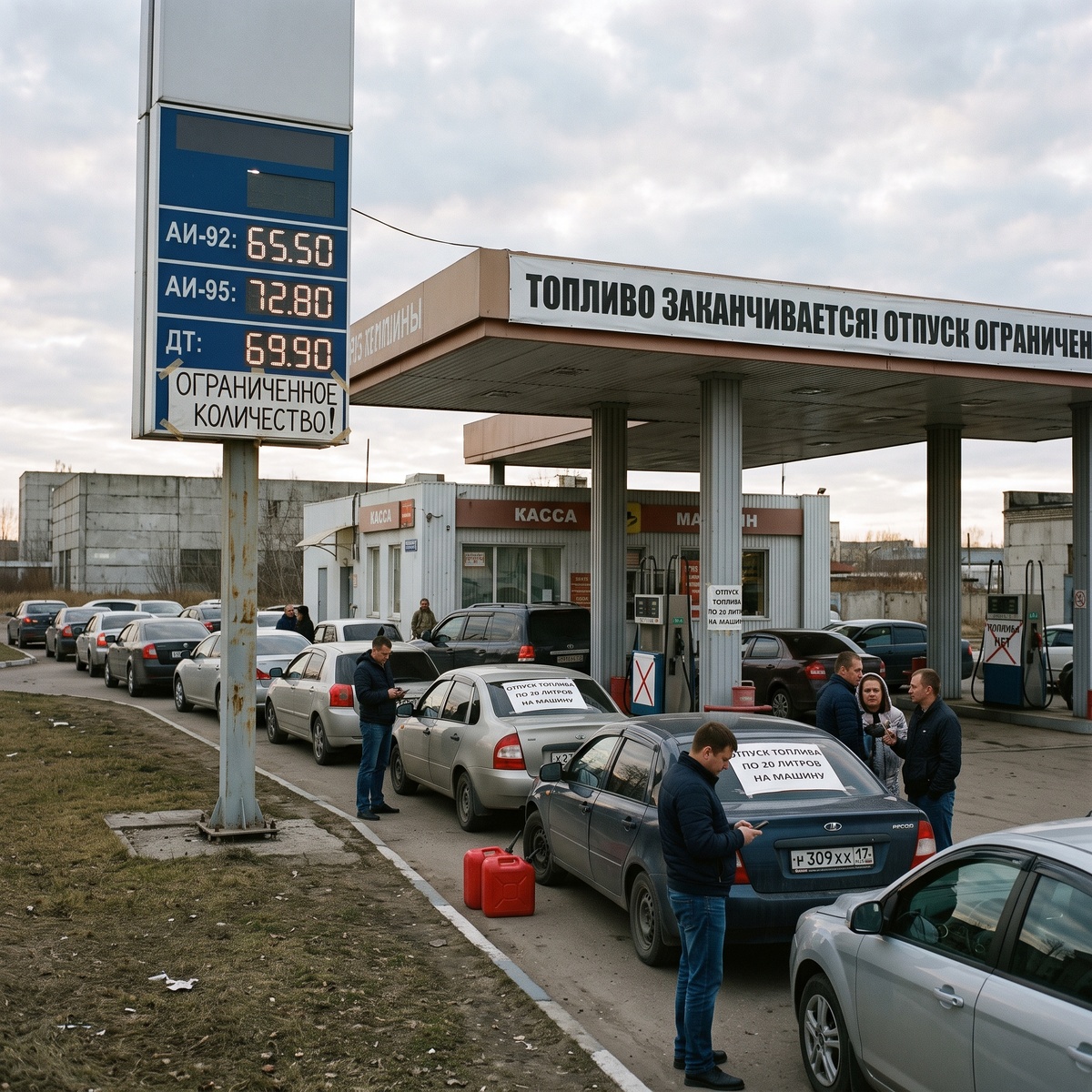 Бензин заканчивается на заправках. Цены ползут вверх. Люди нервничают.