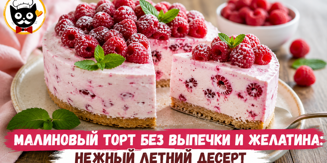 Малиновый торт без выпечки и желатина: нежный летний десерт