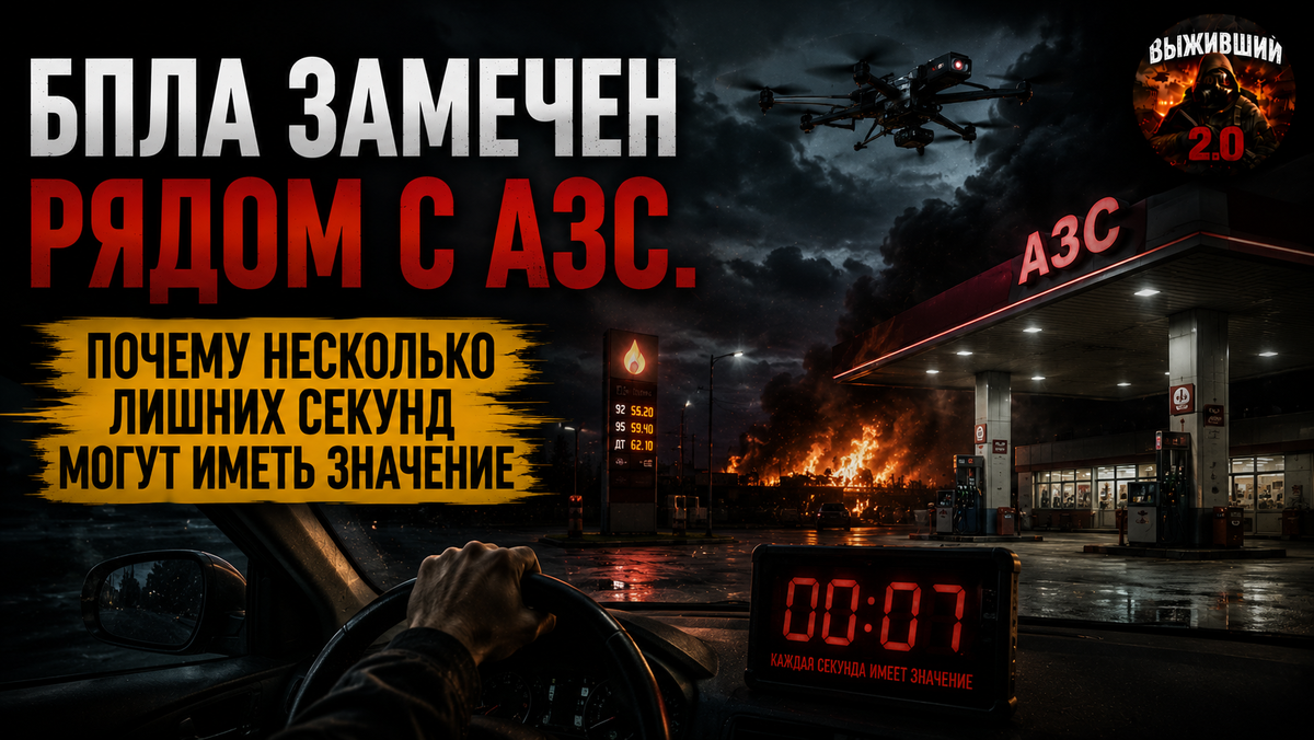 БПЛА у заправки ночью