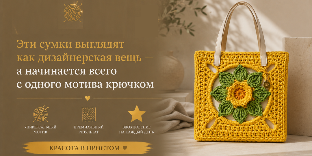 Эти сумки выглядят как дизайнерская вещь — а начинается всего с одного мотива крючком