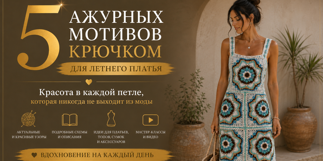 Ажурные мотивы крючком для летнего платья — красота в каждой петле, которая никогда не выходит из моды