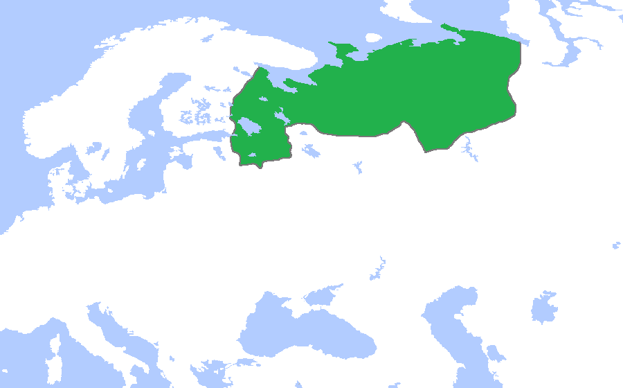 Примерные границы Новгородской республики в 1400 году.