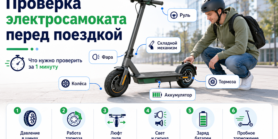 Проверка электросамоката перед поездкой: 7 вещей, которые могут спасти от падения