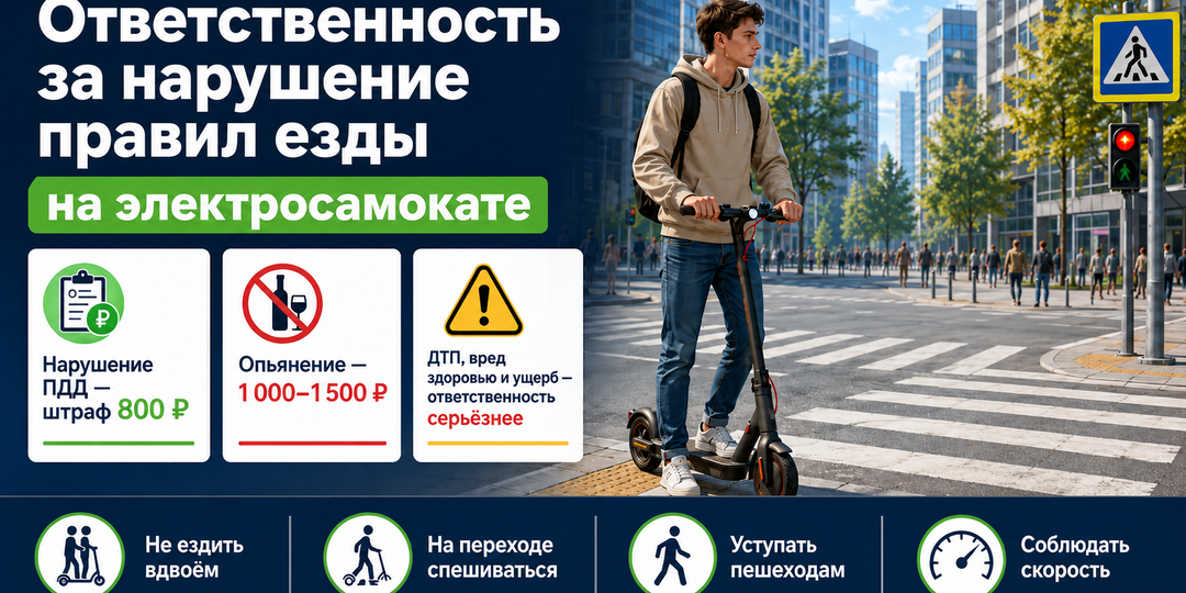 Ответственность за нарушение правил езды на электросамокате: когда поездка заканчивается штрафом