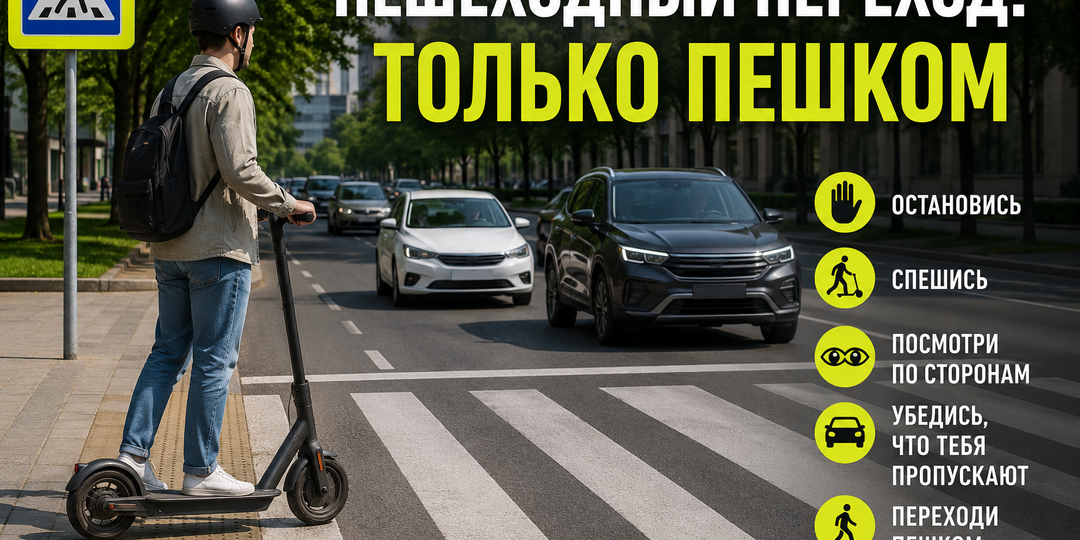 Как правильно пересекать пешеходный переход на электросамокате: правило, которое многие игнорируют