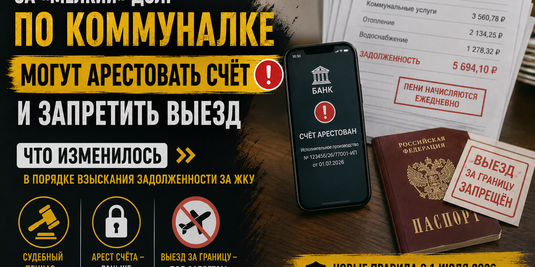 За «мелкий» долг по коммуналке могут арестовать счёт и запретить выезд»: что изменилось в порядке взыскания задолженности за ЖКУ.