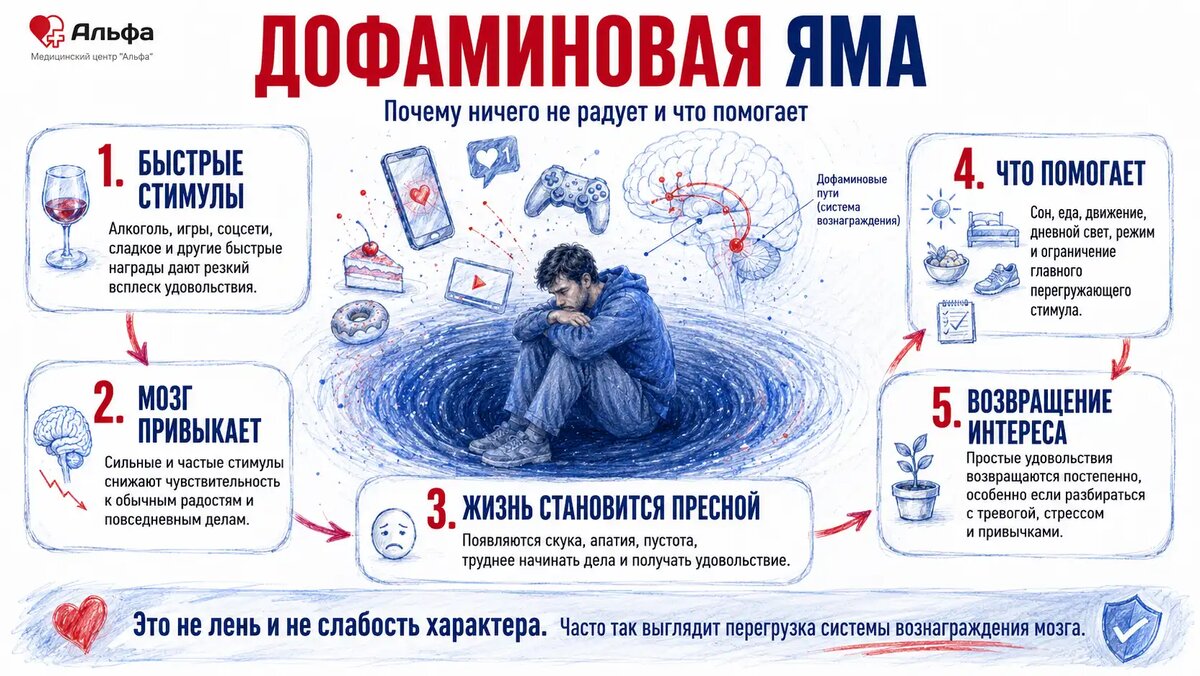 Дофаминовая яма — это не лень, а перегрузка мозга быстрыми удовольствиями