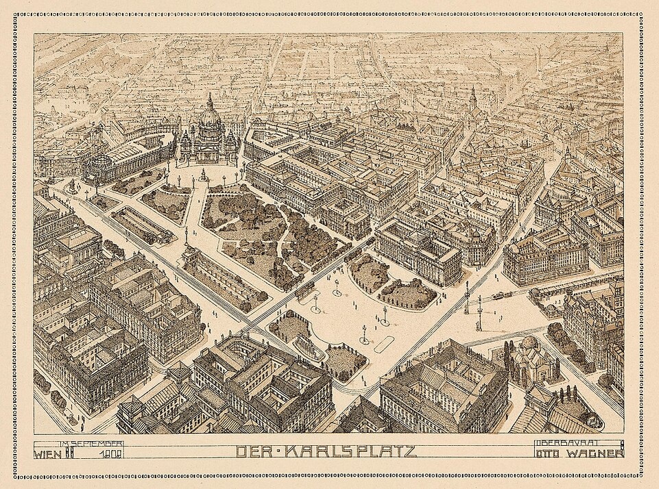 Отто Вагнер. Проект Karlsplatz, 1909. Public domain