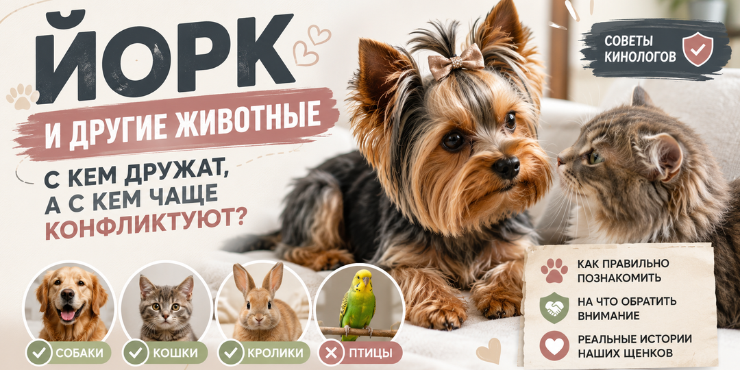 Йорк и другие животные: с кем они дружат, а с кем чаще конфликтуют?