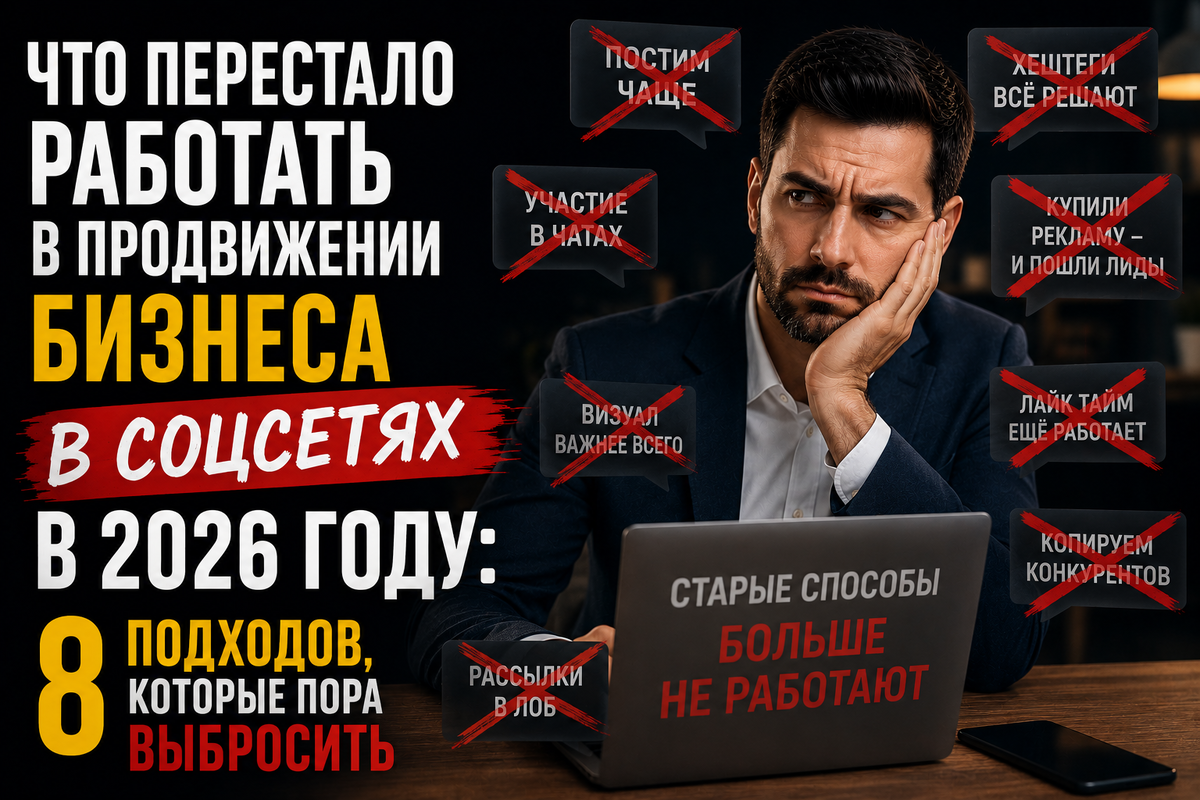 Что перестало работать в продвижении бизнеса в соцсетях в 2026 году: 8 подходов, которые пора выбросить