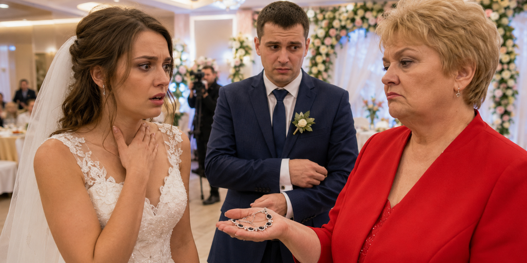 Твой отец у ворот сидит - свекровь сняла с невестки колье, подаренное отцом. Муж признался, что заложил его ещё в день свадьбы