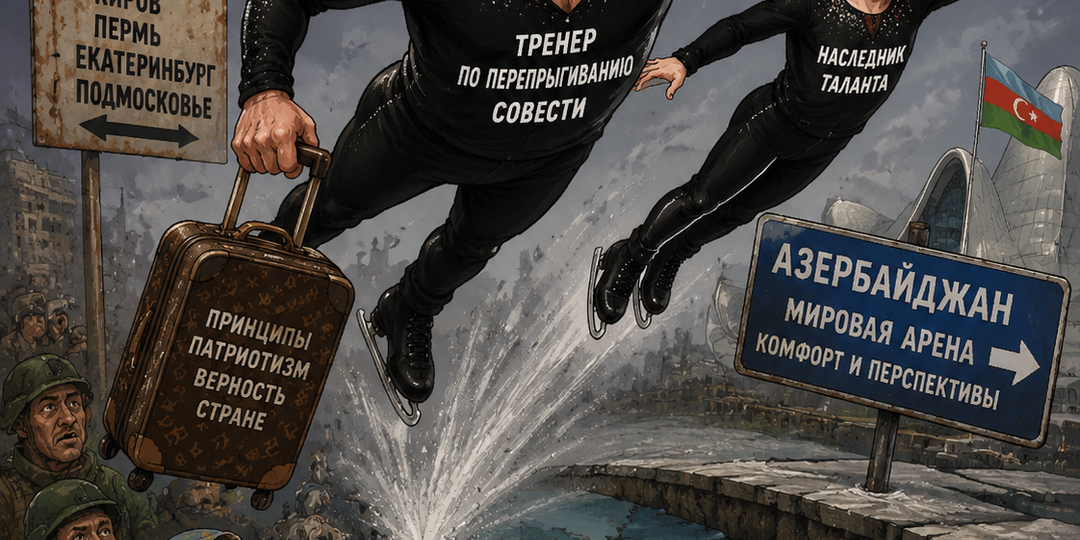 Плющенко открыл новый вид спорта: прыжки из России в Азербайджан с двойным тулупом совести
