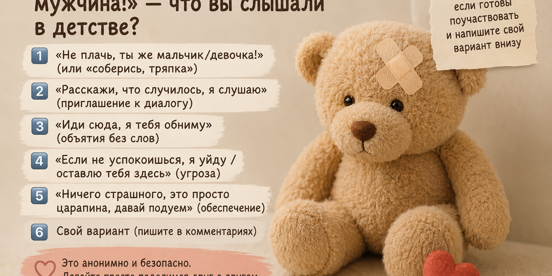 👶 «Не плачь, ты же мужчина!» — что вы слышали в детстве?
