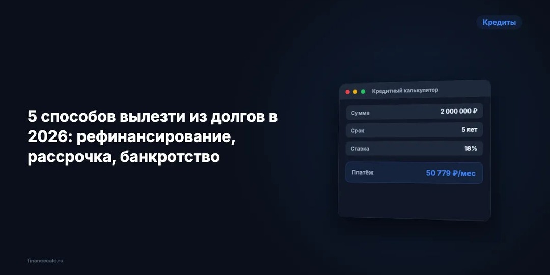 Как выйти из долгов в 2026: 5 способов и где банкротство крайний шаг