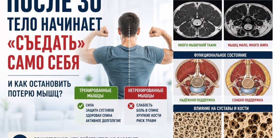 Почему после 30 лет тело начинает «съедать» само себя — и как остановить потерю мышц?