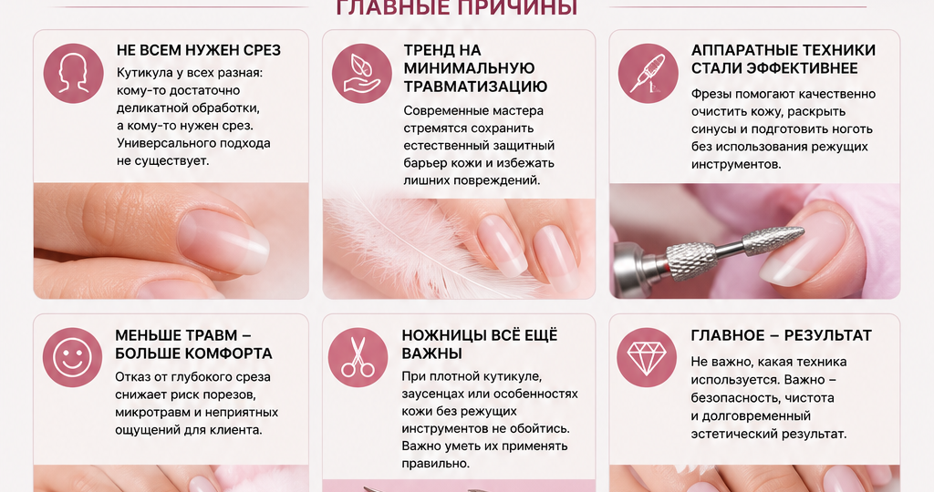 Почему всё больше мастеров отказываются от обрезного маникюра?