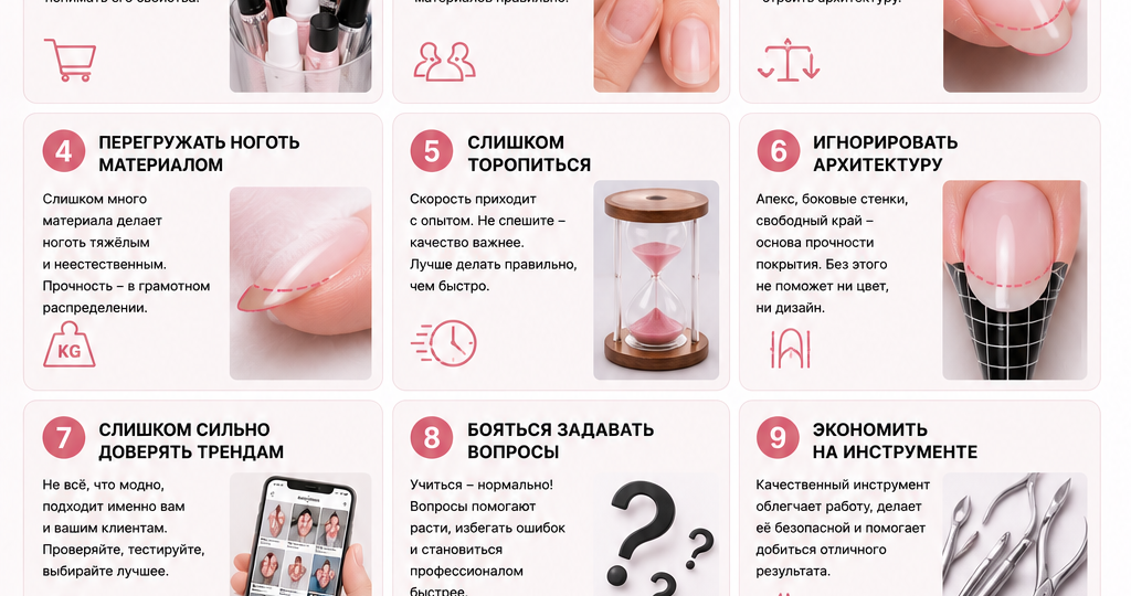 10 ошибок начинающих мастеров маникюра, которые мешают расти в профессии