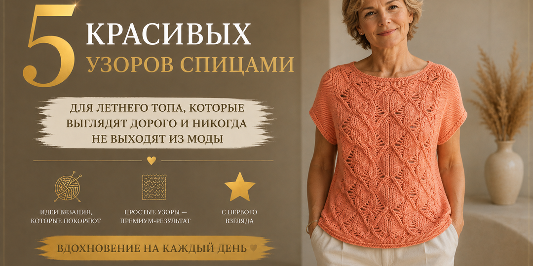 5 красивых узоров спицами для летнего топа, которые выглядят дорого и никогда не выходят из моды
