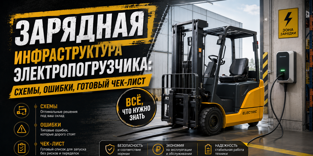Зарядная инфраструктура электропогрузчика: схемы, ошибки, готовый чек-лист
