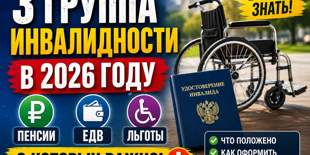 3 группа инвалидности: пенсии, ЕДВ и льготы, о которых важно знать