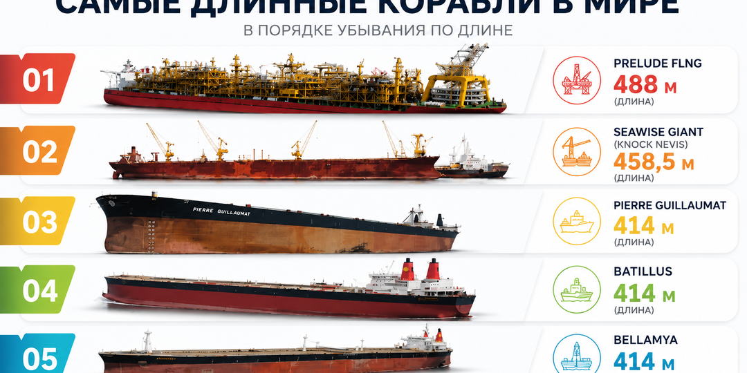 Самые длинные корабли в мире: гиганты, которым были тесны порты и каналы