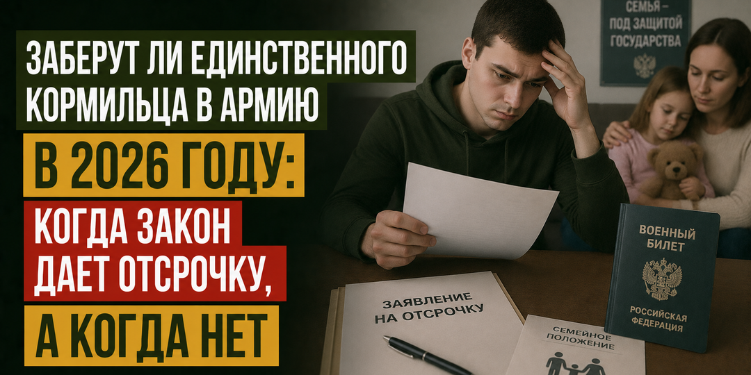 Заберут ли единственного кормильца в армию в 2026 году: когда закон дает отсрочку, а когда нет