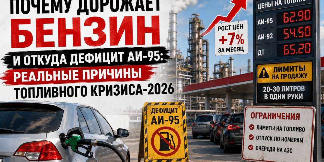 Почему дорожает бензин и откуда дефицит АИ-95: реальные причины топливного кризиса-2026