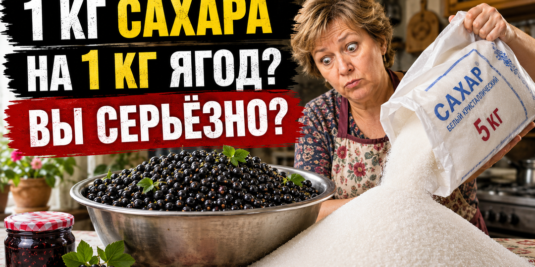 1 кг сахара на 1 кг смородины? Вы серьёзно?