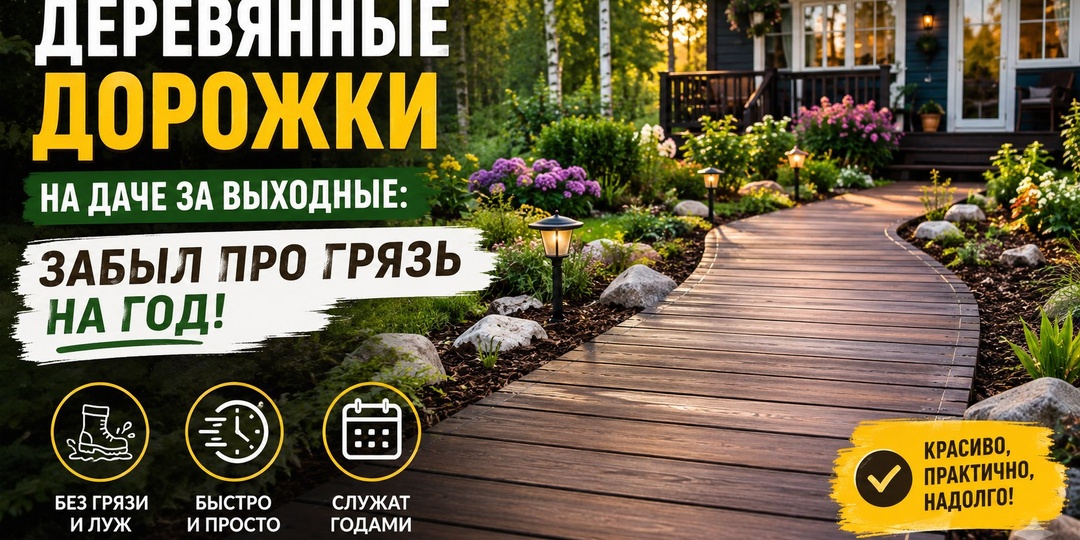 Деревянные дорожки на даче за выходные: забыл про грязь на год