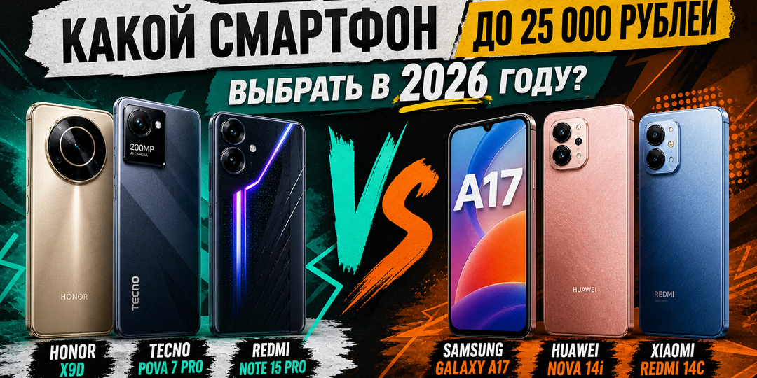 Лучшие смартфоны до 25 000 рублей в 2026 году: какой телефон купить для игр, фото и долгой автономности — честный рейтинг