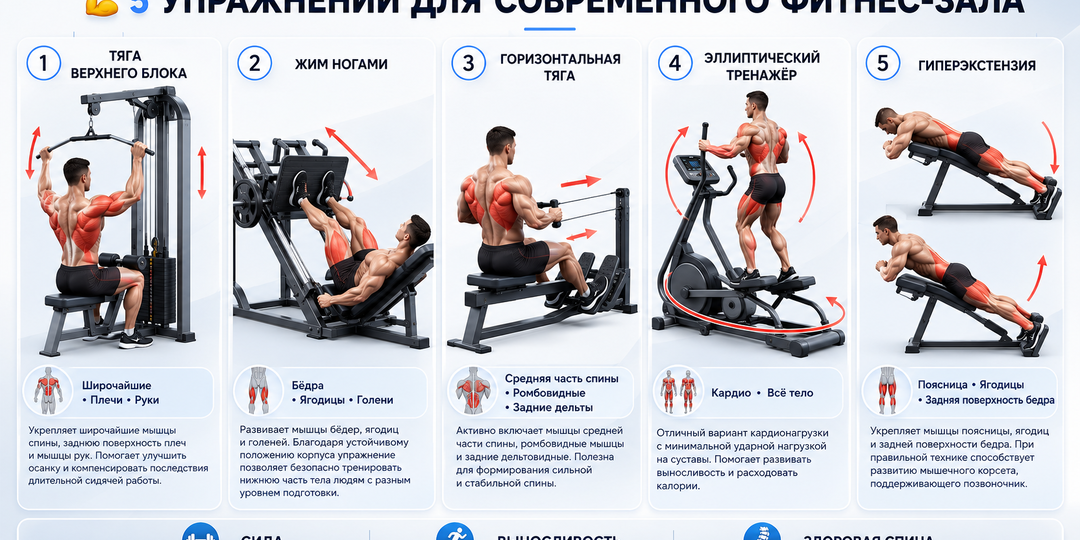 💪 5 упражнений, которые должны быть в каждом современном фитнес-зале
