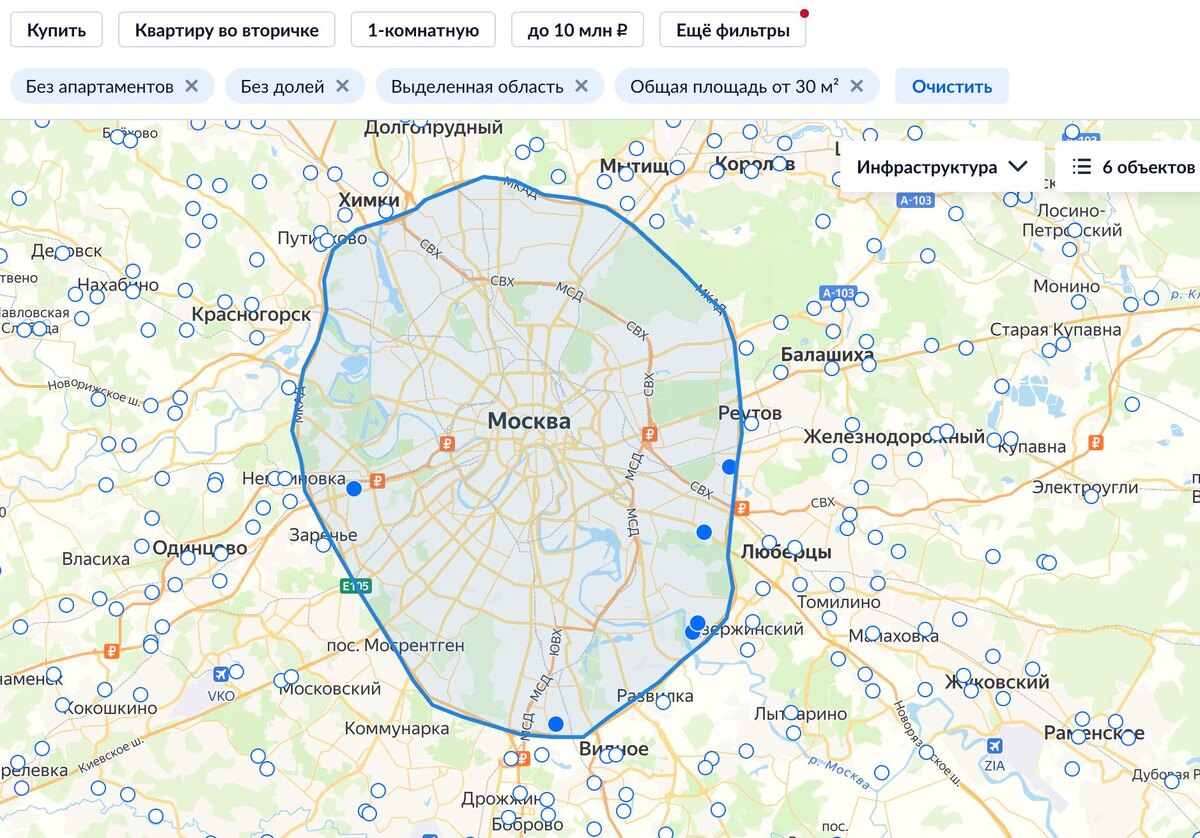 1-комнатные квартиры на вторичном рынке Москвы — до 10 млн рублей