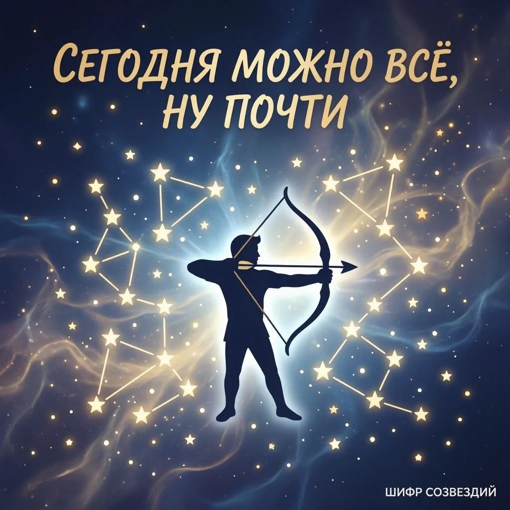 «Моя визуализация дня Стрельца: свобода с компасом. Автор: Шифр Созвездий.»