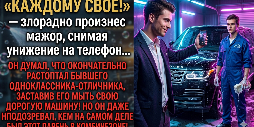 Одноклассник смеялся над отличником, который мыл ему машину. Но на встрече выпускников он был поражен, увидев его