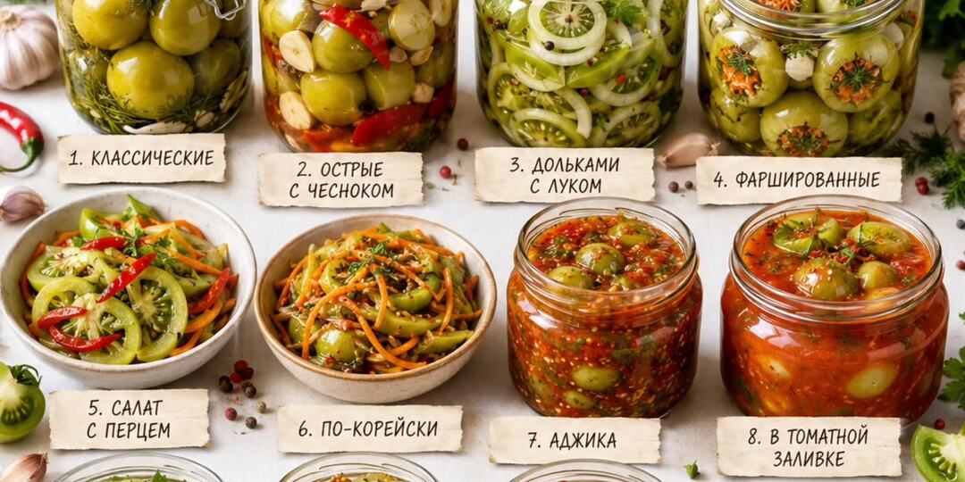 🍅 Когда не знаете, куда деть недозрелый урожай: огромная шпаргалка по 12 лучшим рецептам из зеленых помидоров на зиму