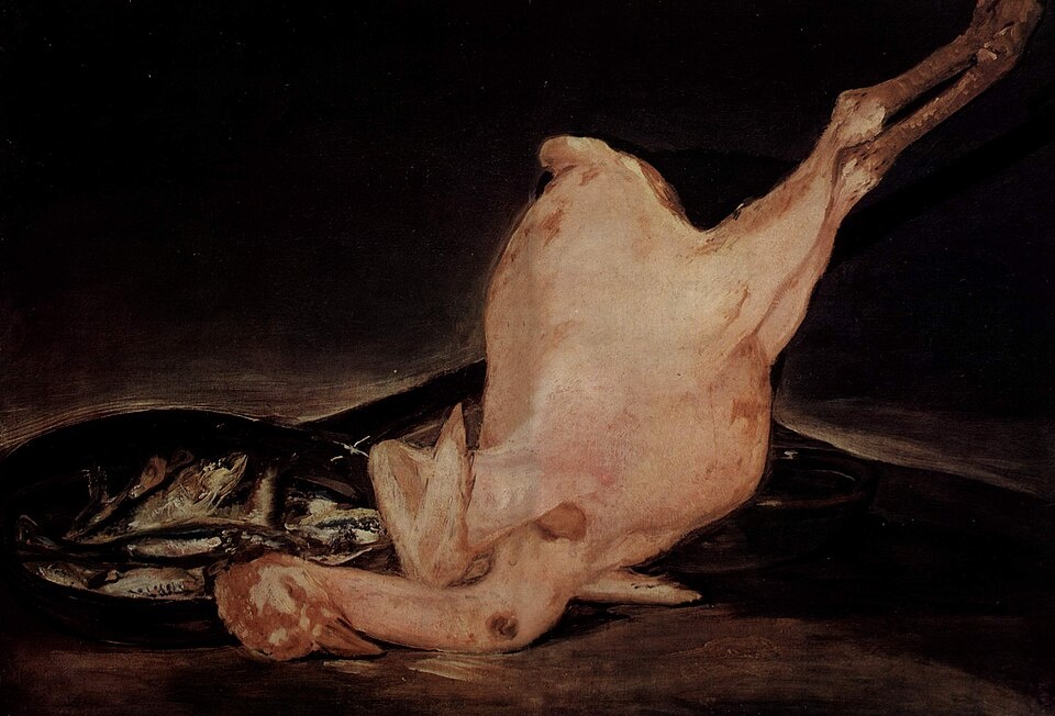 Франсиско Гойя «Ощипанная индейка», 1808 – 1812 годы. Холст, масло. Размеры: 44,8х62,4 см. Старая Пинакотека, Мюнхен. Инв. 8575. Фото картины взято из открытого источника.