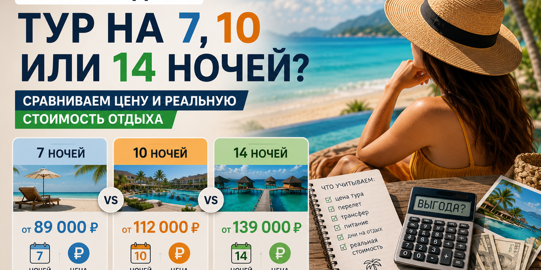 Что выгоднее: тур на 7, 10 или 14 ночей — сравниваем цену и реальную стоимость отдыха
