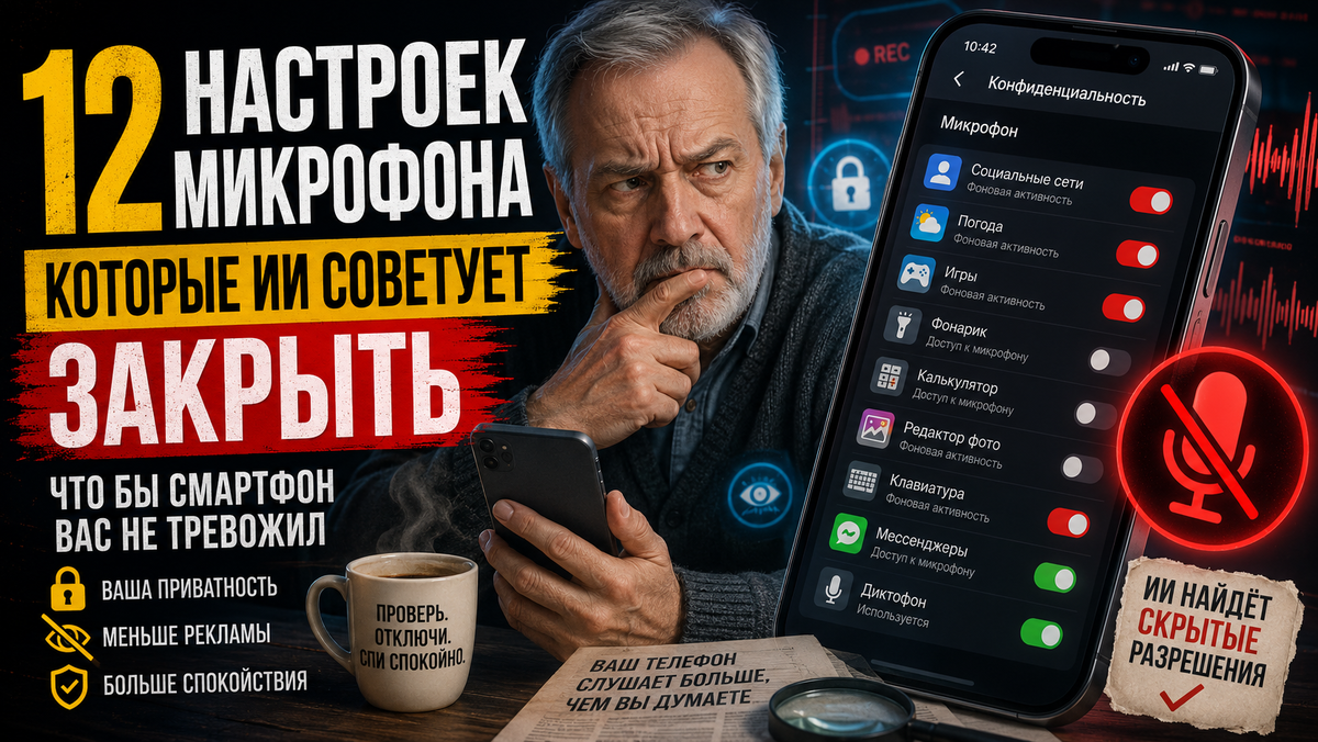 12 настроек микрофона, которые ИИ советует закрыть.