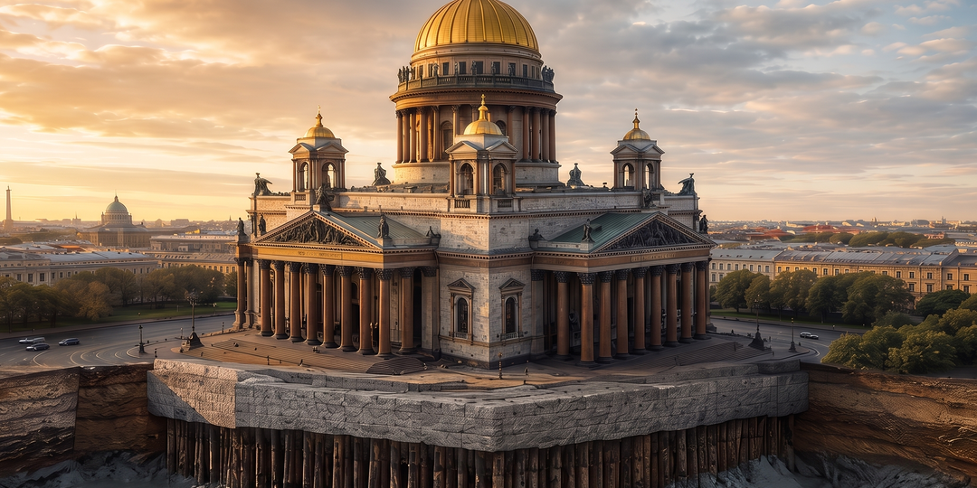 Исаакиевский собор весит 300 тысяч тонн и стоит на болоте. Что держит его почти два века
