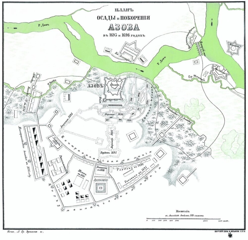   План осады и покорения Азова русской армией в 1695 и 1696 гг. Фото: Public Domain