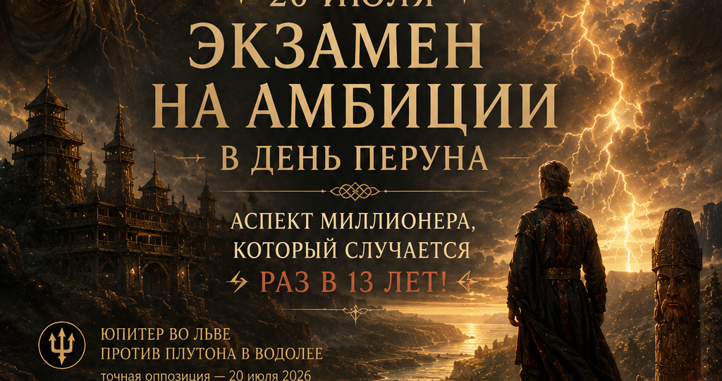 20 июля. Экзамен на амбиции в день Перуна. Аспект миллионера, который случается раз в 13 лет!