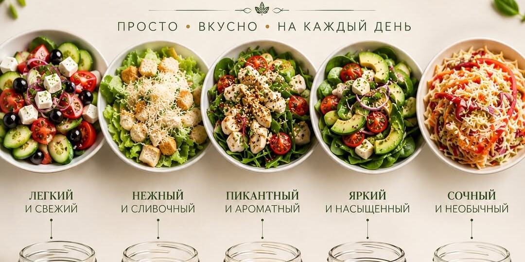 🥗 Когда не знаете, чем заправить салат вместо обычного майонеза: огромная шпаргалка по 5 потрясающим заправкам и 25 идеям салатов