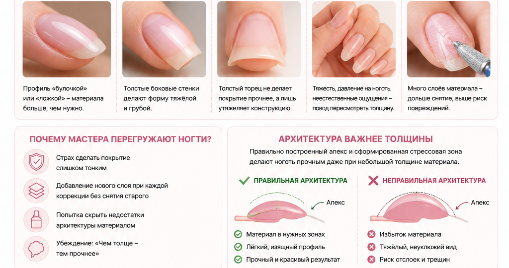 Перегруз материалом: как понять, что ногти слишком толстые?