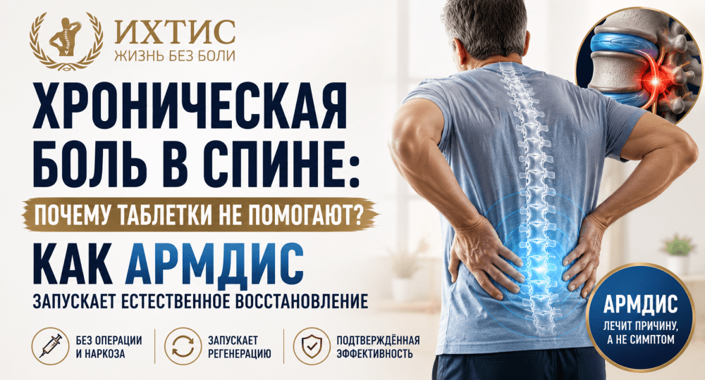 Хроническая боль в спине: почему таблетки не помогают и как АРМДИС запускает естественное восстановление