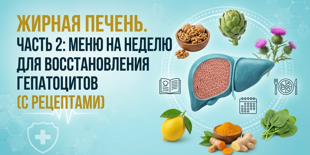 Жирная печень. Часть 2: Меню на неделю для восстановления гепатоцитов (с рецептами)