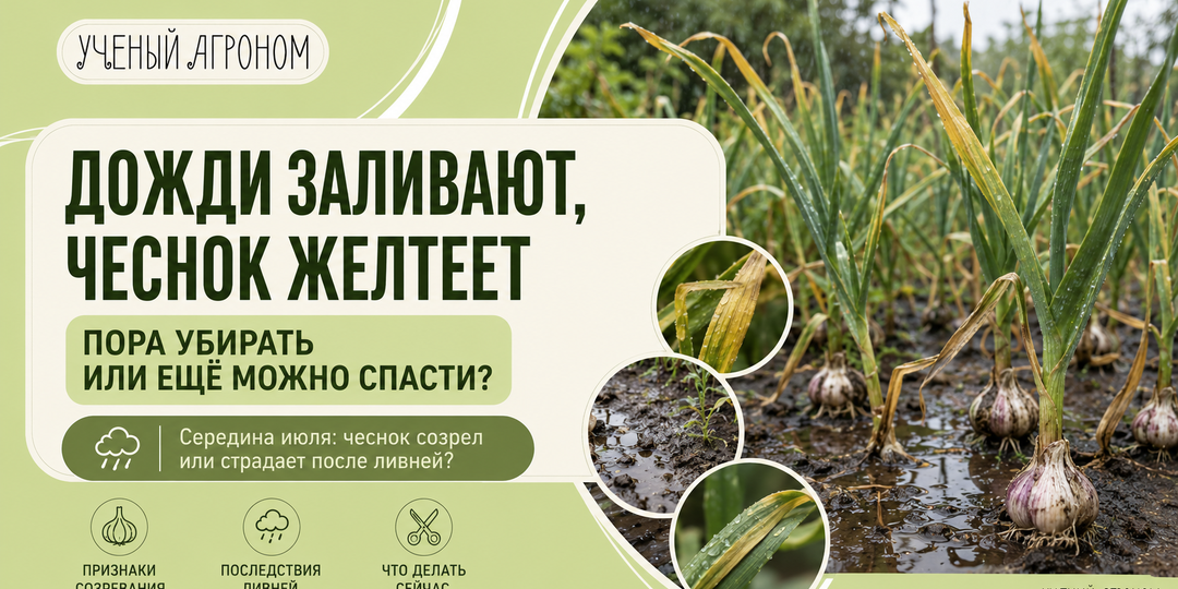 Дожди заливают, чеснок желтеет: пора убирать или ещё можно спасти?