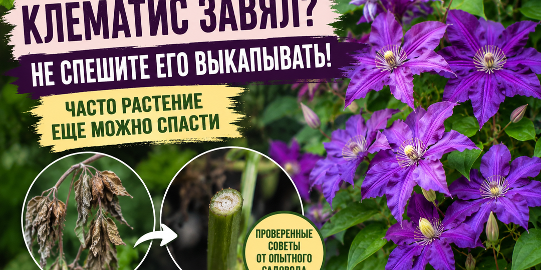 Клематис завял за один день? Не спешите его выкапывать - в большинстве случаев растение еще можно спасти