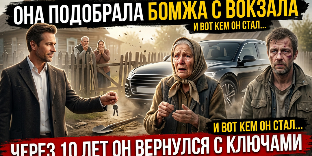 Уборщица подобрала на вокзале голодного бомжа. Спустя 10 лет он вернулся, чтобы отдать ей ключи от ресторана