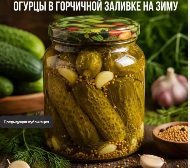 Рецепт огурцов в горчичной заливке — отличный вариант заготовки на зиму! 😊